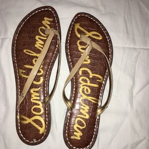 brown sam Edelman flip flops